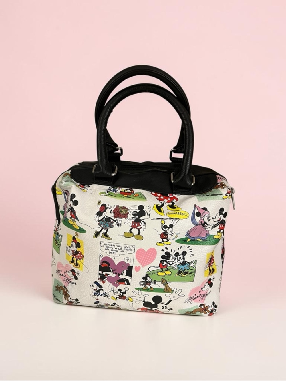 Disney Parks Mickey and Minnie Comic Print Satchel Handbag - NWOT - Picture 2 of 7